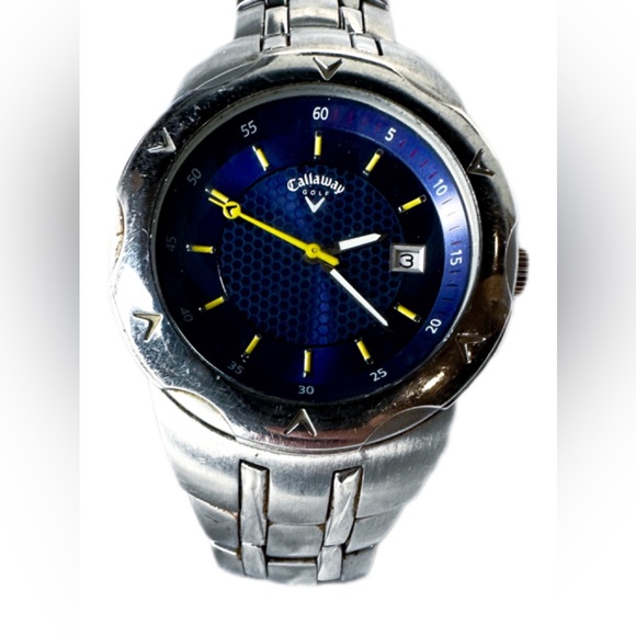 Callaway Golf Watch Blue Stainless Band Three Hand Date - Picture 1 of 8